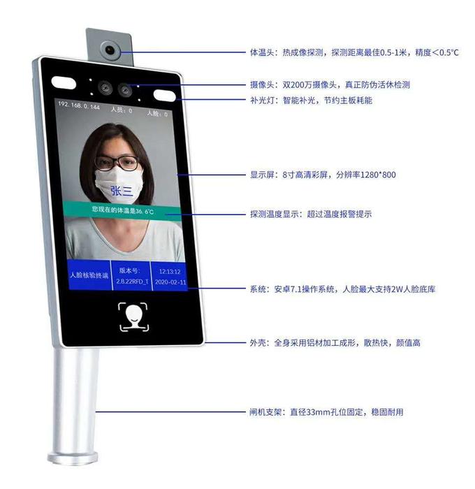 體溫檢測人臉識別機